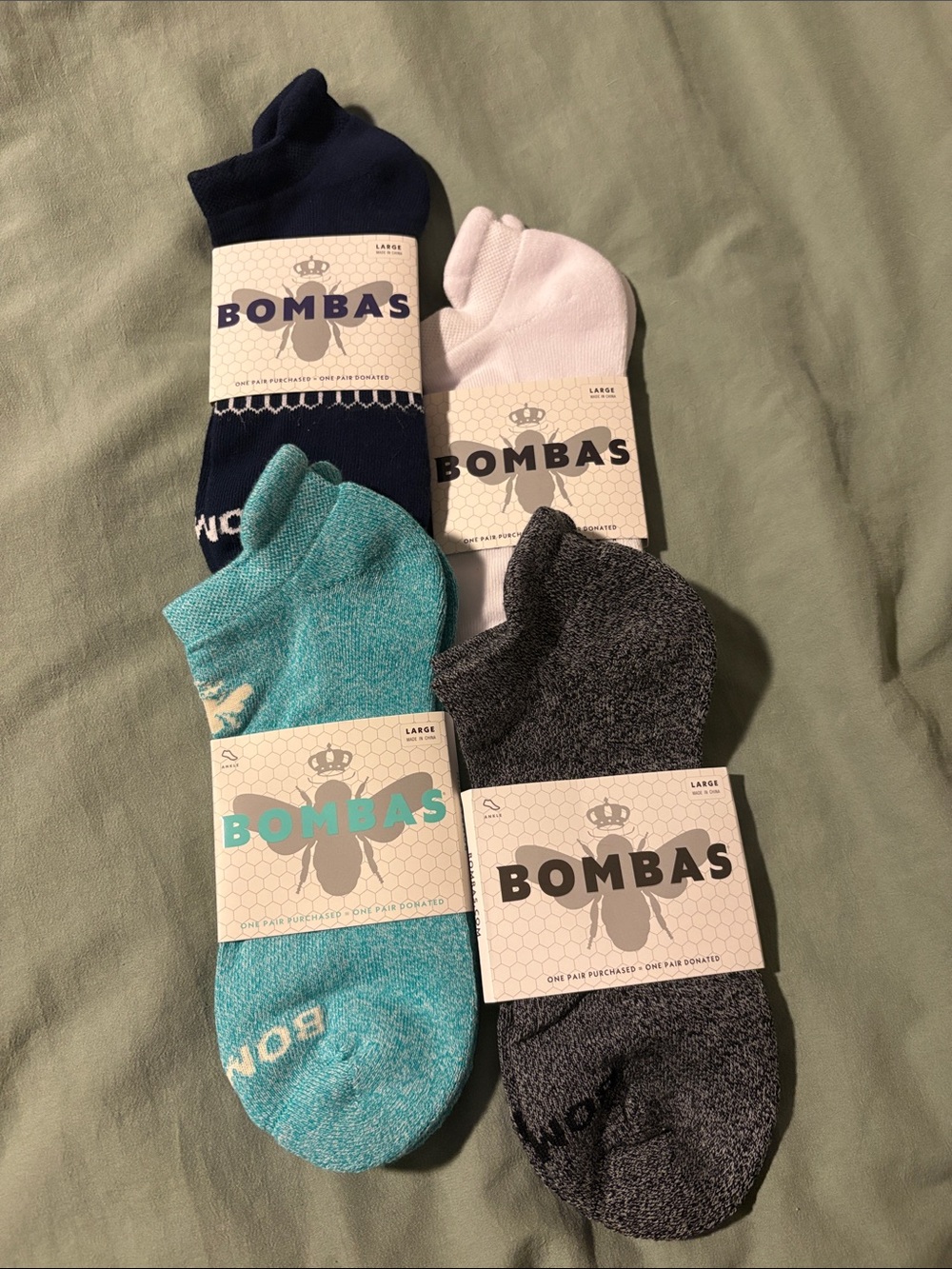 Bombas Low-Cut Athletic Socks — Navy, Light Pink, Teal, Charcoal Large